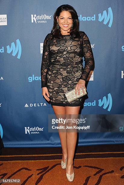 Actress Sara Ramirez arrives at the 24th Annual GLAAD Media Awards at JW Marriott Los Angeles at L.A. LIVE on April 20, 2013 in Los Angeles,...