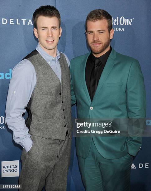Actor Chris Evans and brother Scott Evans arrive at the 24th Annual GLAAD Media Awards at JW Marriott Los Angeles at L.A. LIVE on April 20, 2013 in...