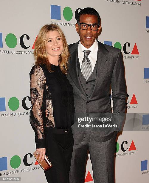 Actress Ellen Pompeo and husband Chris Ivery attend the 2013 MOCA Gala at MOCA Grand Avenue on April 20, 2013 in Los Angeles, California.