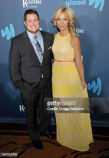 Chaz Bono and Sarah Shriver arrive at the 24th Annual GLAAD Media Awards at JW Marriott Los Angeles at L.A. LIVE on April 20, 2013 in Los Angeles,...