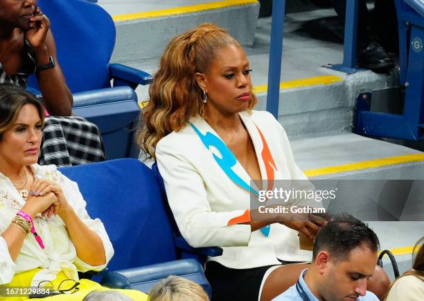 Lavern Cox is seen at the Final game with Coco Gauff vs. Aryna Sabalenka at the 2023 US Open Tennis Championships on September 09, 2023 in New York...