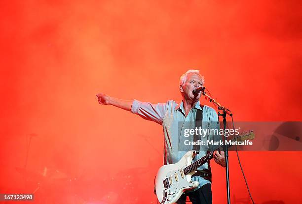 Iva Davies of Icehouse performs on stage during 2013 STONE Music Festival at ANZ Stadium on April 21, 2013 in Sydney, Australia.