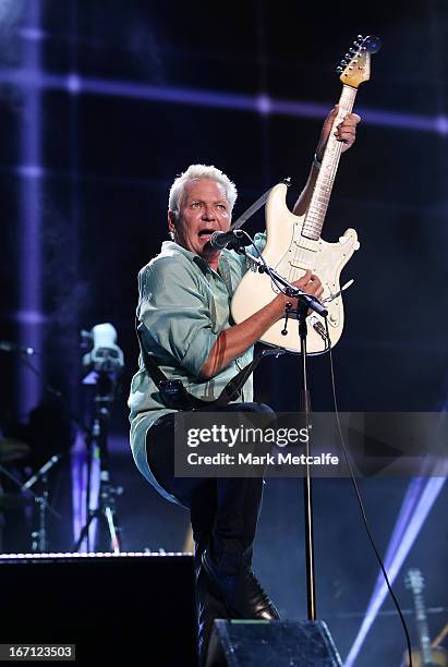 Iva Davies of Icehouse performs on stage during 2013 STONE Music Festival at ANZ Stadium on April 21, 2013 in Sydney, Australia.