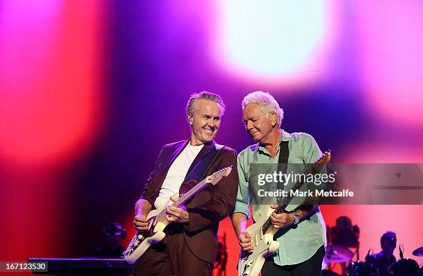 Iva Davies of Icehouse performs on stage during 2013 STONE Music Festival at ANZ Stadium on April 21, 2013 in Sydney, Australia.