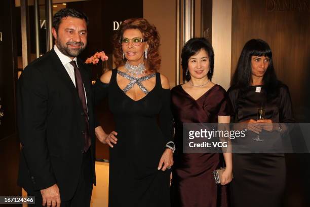 Damiani Group Vice-President Giorgio Damiani, Italian actress Sophia Loren, Pansy Ho and Ms Alessandra Schiavo Consul General of Italy attend Damiani...