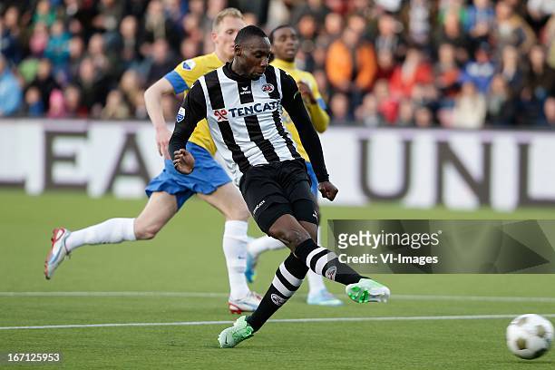 Geoffrey Castillion of Heracles Almelo during the Eredivisie match between Heracles Almelo and RKC Waalwijk on April 20, 2013 at the Polman stadium...