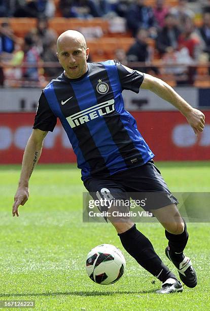 Tommaso Rocchi of FC Inter Milan in action during the Serie A match between FC Internazionale Milano and Parma FC at San Siro Stadium on April 21,...