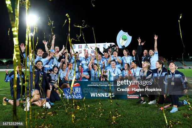 Northland players celebrate the win during the Farah Palmer Cup Championship Final match between Manawatu and Northland at Central Energy Trust...