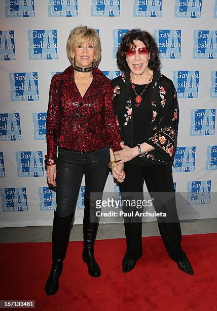 Actors Jane Fonda and Lily Tomlin attend a "Conversations With Coco" at the Gay & Lesbian Center on April 20, 2013 in Los Angeles, California.