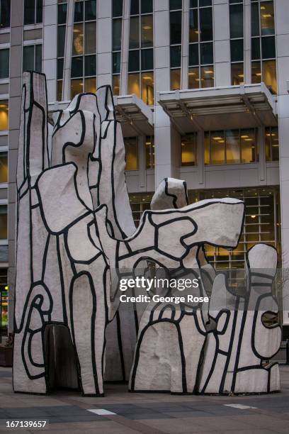 Artist Jean Dubeffet's "Monument to Standing Beast" sculpture outside the Thompson Center is viewed on March 26 in Chicago, Illinois. Visitors to...