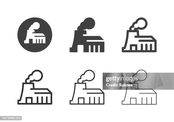 factory icons - multi series - oil rig worker stock illustrations