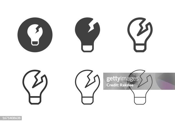 broken light bulb icons - multi series - broken stock illustrations