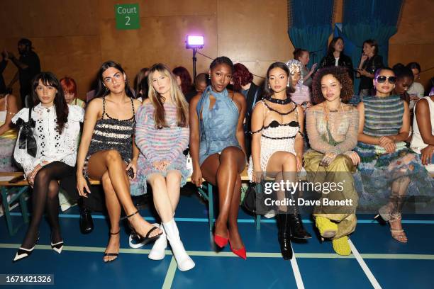 Shelley Luvyute, Bel Priestley, Mimi Webb, Isan Elba, Taylah Elaine, JGrrey and Vanessa White attend the Susan Fang SS24 show during London Fashion...