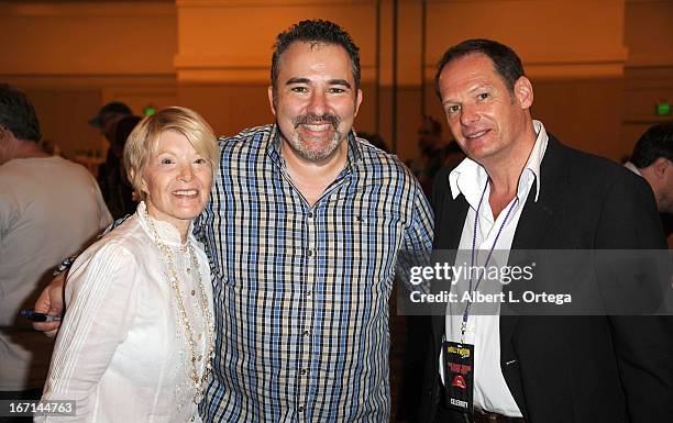 Actress/singer Shani Wallis, promoter David Elkouby and actor Mark Lester of "Oliver" attend The Hollywood Show held at Westin LAX Hotel on April 20,...