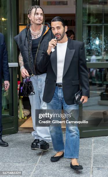 Fashion designer Marc Jacobs and Char Defrancesco are seen leaving the Anna Sui SS 2024 fashion show during New York Fashion Week at Crosby Street...