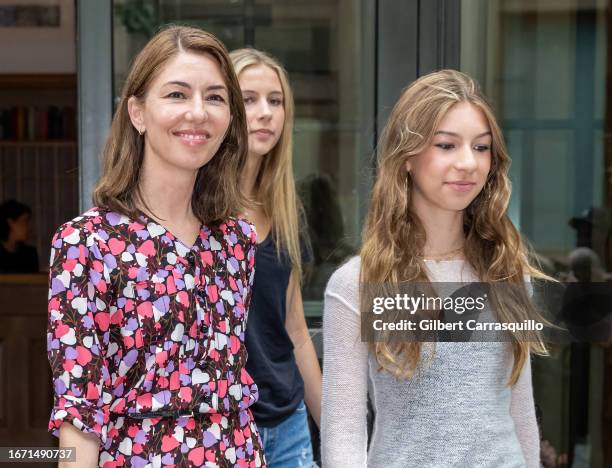 Filmmaker Sofia Coppola and daughters Romy Mars and Cosima Mars are seen leaving the Anna Sui SS 2024 fashion show during New York Fashion Week at...