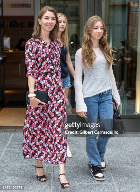Filmmaker Sofia Coppola and daughters Romy Mars and Cosima Mars are seen leaving the Anna Sui SS 2024 fashion show during New York Fashion Week at...