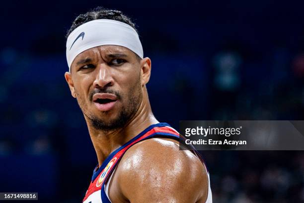 Josh Hart of the United States reacts during the FIBA Basketball World Cup 3rd Place game between USA and Canada at Mall of Asia Arena on September...