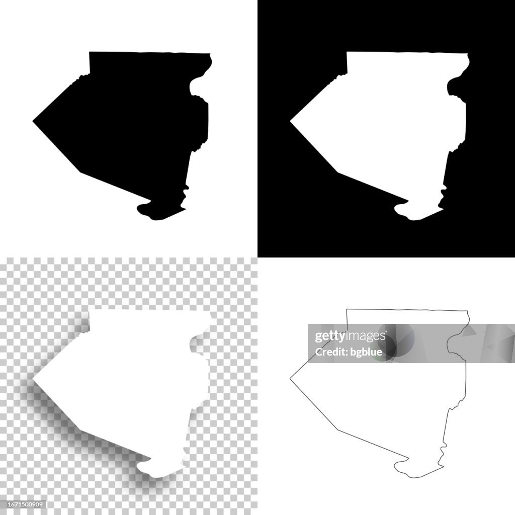 Allegheny County, Pennsylvania. Maps for design. Blank, white and black backgrounds