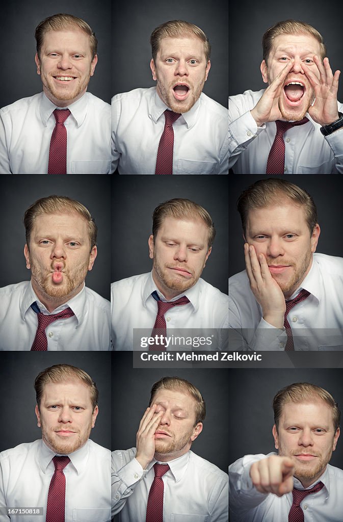 Businessman facial expression set composite