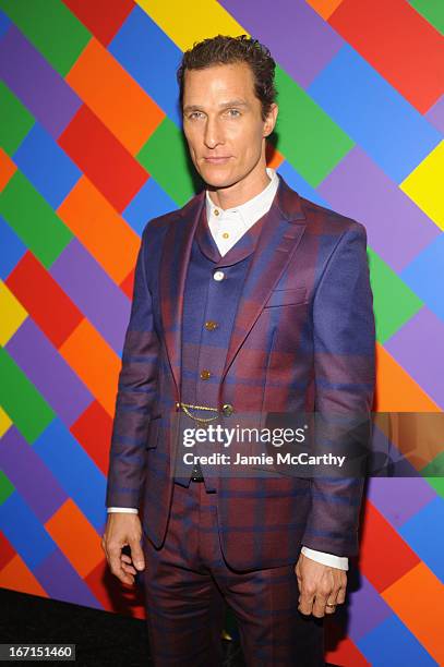 Actor Matthew McConaughey attends the Cinema Society with FIJI Water & Levi's screening of "Mud" at The Museum of Modern Art on April 21, 2013 in New...