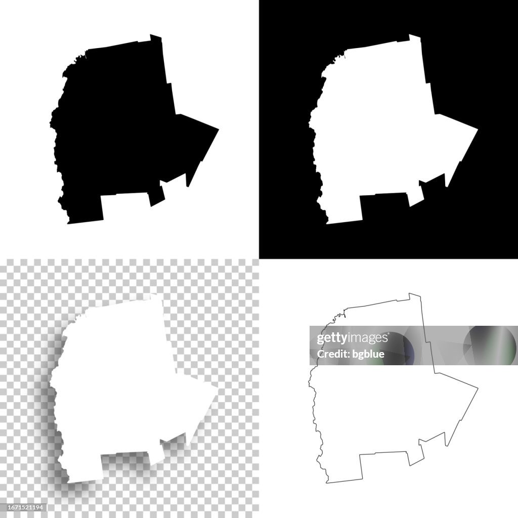 Addison County, Vermont. Maps for design. Blank, white and black backgrounds