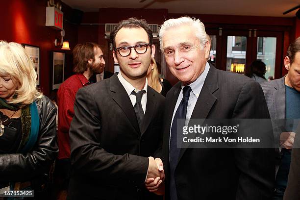 Director and creator Josh Fox and former Congressman Maurice Hinchey speak at the after party of the world premier of HBO's "Gasland Part II" at the...