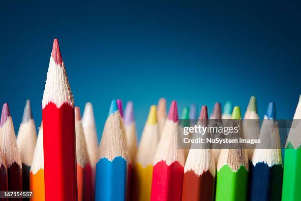 standing out from the crowd - colored pencil stock pictures, royalty-free photos & images