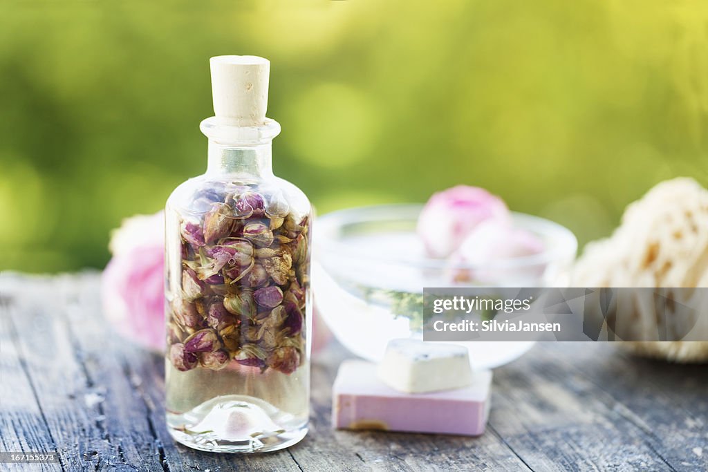 Aromatherapy scent of roses massage oil
