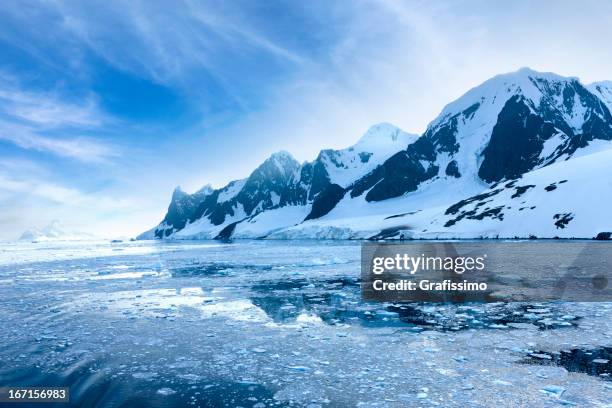 antarctica lemaire channel snowy mountain - antarctica stock pictures, royalty-free photos & images