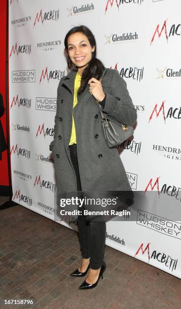 Actress Rosario Dawson attends the Broadway opening night of "Macbeth" after party at Hudson Terrace on April 21, 2013 in New York City.