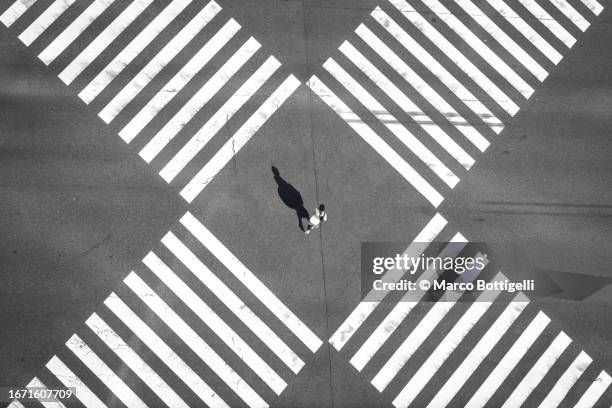 person walking on pedestrian crossing in tokyo - no meio da estrada - fotografias e filmes do acervo