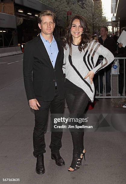 Paul Sparks and actress Annie Parisse attend the Cinema Society with FIJI Water & Levi's screening of "Mud" at The Museum of Modern Art on April 21,...