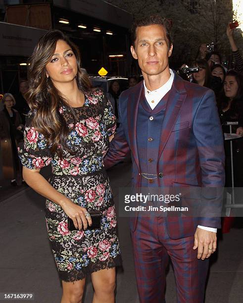 Actors Camila Alves and Matthew McConaughey attend the Cinema Society with FIJI Water & Levi's screening of "Mud" at The Museum of Modern Art on...