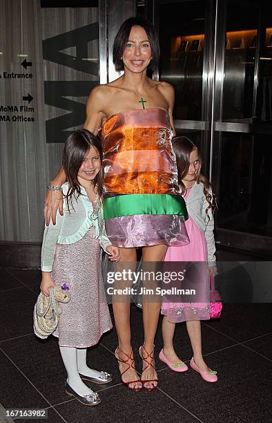 Lisa Maria Falcone and daughters attends the Cinema Society with FIJI Water & Levi's screening of "Mud" at The Museum of Modern Art on April 21, 2013...