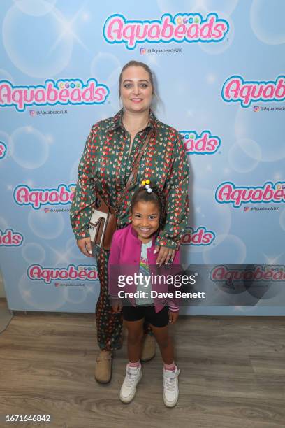 Chloe Tangney and Chiara Sapphire Gill attend the launch of Aquabeads at Covent Garden Town House Salon on September 17, 2023 in London, England.