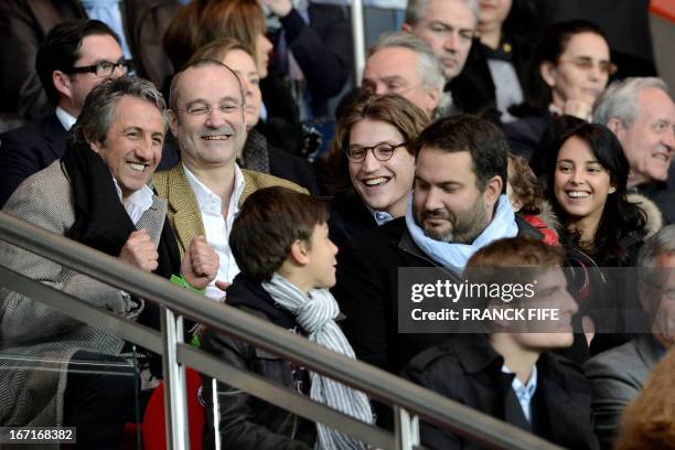 French actor Richard Anconina , Jean Sarkozy , French journalist Bruce Toussaint and Jessica Sebaoun-Darty, wife of Jean Sarkozy are pictured before...