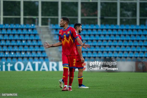 Marc Vales of Andorra react during the UEFA EURO 2024 qualifying round group I match between Andorra and Bielorrusia at Estadi Nacional Andorra on...