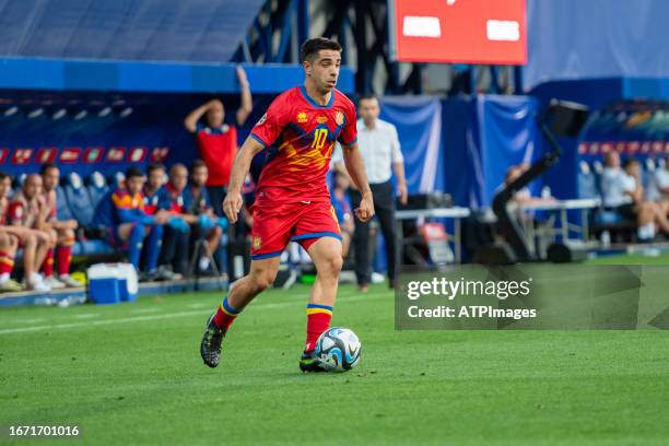 Ricard Fernández Betriu of Andorra in action during the UEFA EURO 2024 qualifying round group I match between Andorra and Bielorrusia at Estadi...