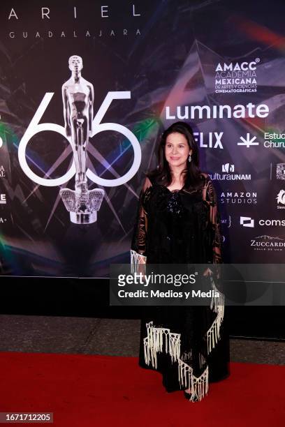 Arcelia Ramírez poses for photo during the 65th Ariel Awards presented by the Mexican Academy of Cinematographic Arts and Sciences at Teatro...