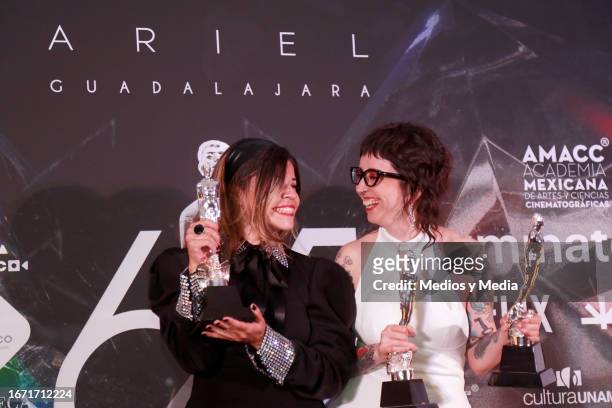Abia Castillo and Michelle Garza Cervera poses for photo during the 65th Ariel Awards presented by the Mexican Academy of Cinematographic Arts and...