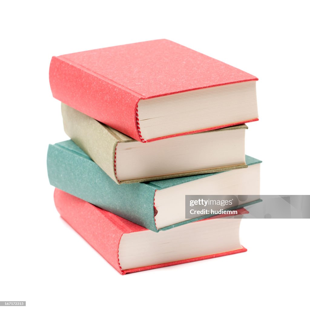 Stack of books isolated on white background