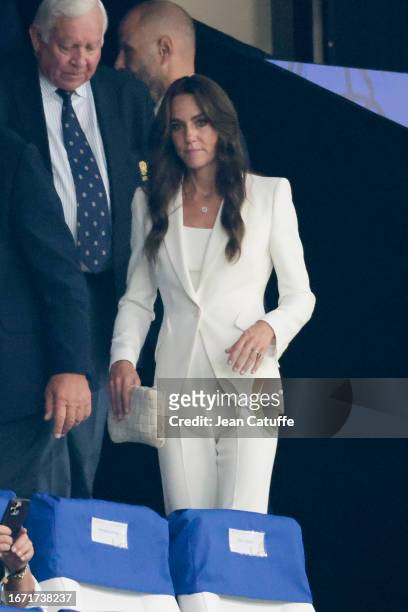 Catherine, Princess of Wales attends the Rugby World Cup France 2023 match between England and Argentina at Stade Velodrome on September 9, 2023 in...