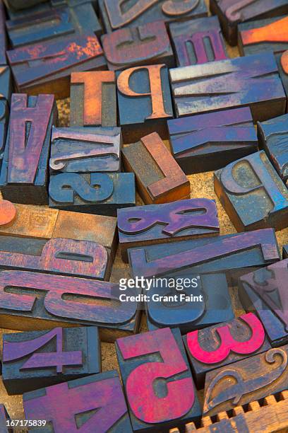 old wood printing letters - western script font stock pictures, royalty-free photos & images