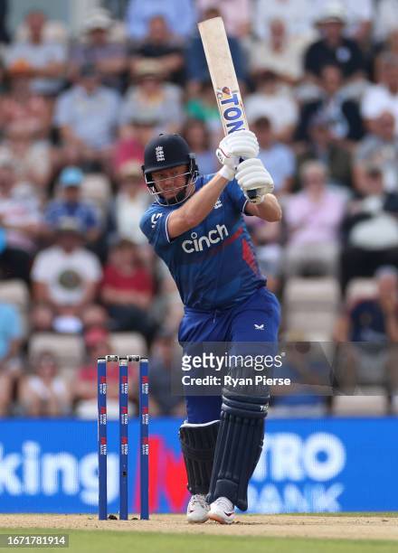 Jonny Bairstow of England bats during the 2nd Metro Bank One Day International match between England and New Zealand at The Ageas Bowl on September...