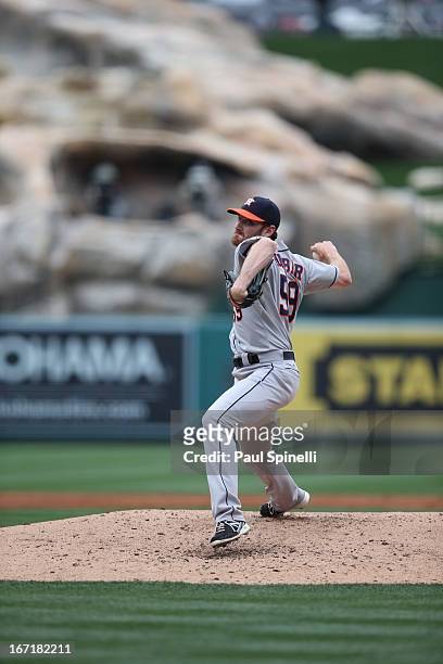 Philip Humber of the Houston Astros pitches during the game against the Los Angeles Angels of Anaheim on Sunday, April 14, 2013 at Angel Stadium in...
