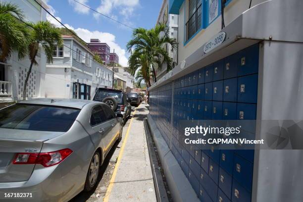 Road Town the capital of Torotola the main Island of the archipelago of the British Virgin Island in the Caribbean, mailboxes of offshore companies...