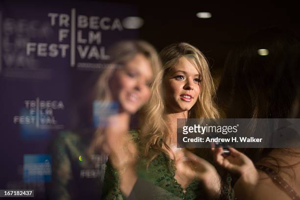 Image was double-exposed in camera] Actress Sasha Pieterse attends the 'G.B.F.' world premiere during the 2013 Tribeca Film Festival on April 19,...