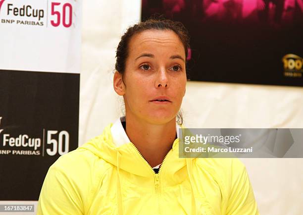 Jarmila Gajdosova of Australia attends at press conference during day three of the Fed Cup World Group Play-Offs between Switzerland and Australia at...