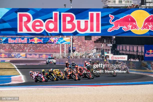 MotoGP riders at the start during the Race of the MotoGP Gran Premio Red Bull di San Marino e della Riviera di Rimini at Misano World Circuit on...